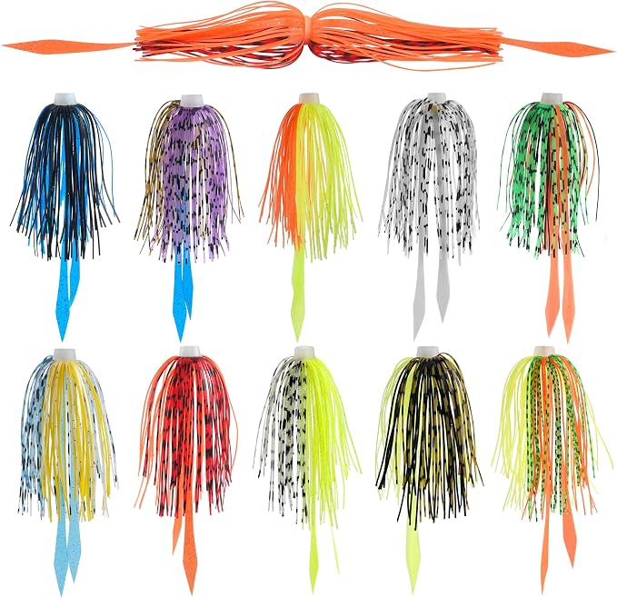 Silicone Jig Skirts Replacement 10/20pcs Bass Fishing Jigs Soft Lures Multi-Color DIY Fishing Lures Skirt for Spinnerbaits, Buzzbaits, Jig Spoons & Blade Baits