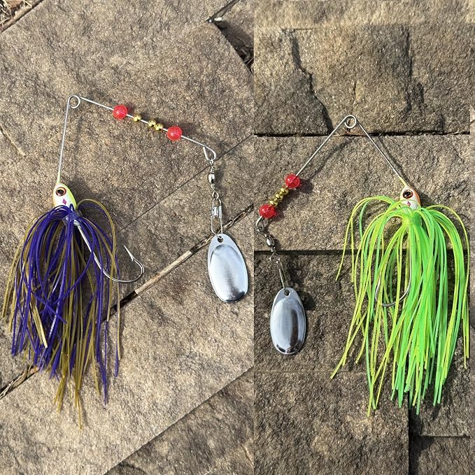 Spinner Baits for Bass Fishing 3/8oz, 6 Pcs Freshwater Fishing Lures Kit, Premium Spinnerbaits for Walleye, Crappie, Salmon & Pike