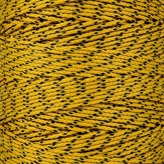 HONGDA Professional Masonry String Lines, 500 Feet #18 Bonded Braided Nylon Mason Line, Durable and Versatile String for Masonry, Construction, Gardening, and DIY Projects, Yellow with Black Spots