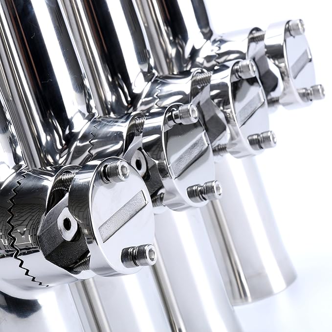Amarine Made Boat 4pcs Fishing Rod Holder, Stainless Rail Mount Clamp on Rod Holder, Adjustable Fishing Pole Holder for Rails 7/8" to 1"