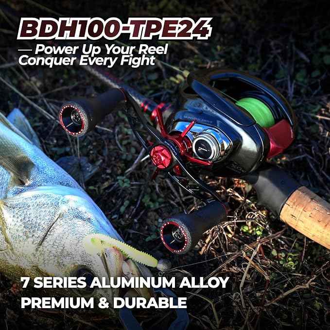 GOMEXUS Power Handle Compatible for Shimano Tranx Daiwa Zillion Abu Garcia 13 Fishing Baitcasting Reel Replacement Crank with TPE Knob, Bass Fishing
