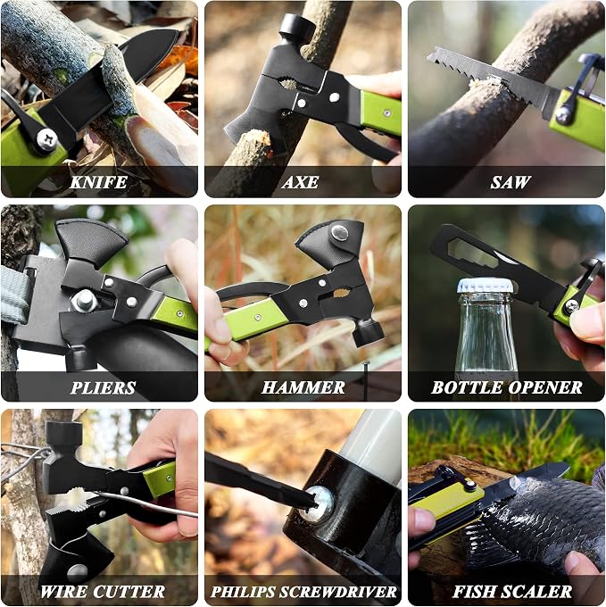 Christmas Gifts for Men Dad, RoverTac Multitool Axe for Mens Gifts, Gifts for Dad Husband Dad Boyfriend, Christmas Gifts Mens Stocking Stuffers-14 in 1 Multi Tool Axe Hatchet