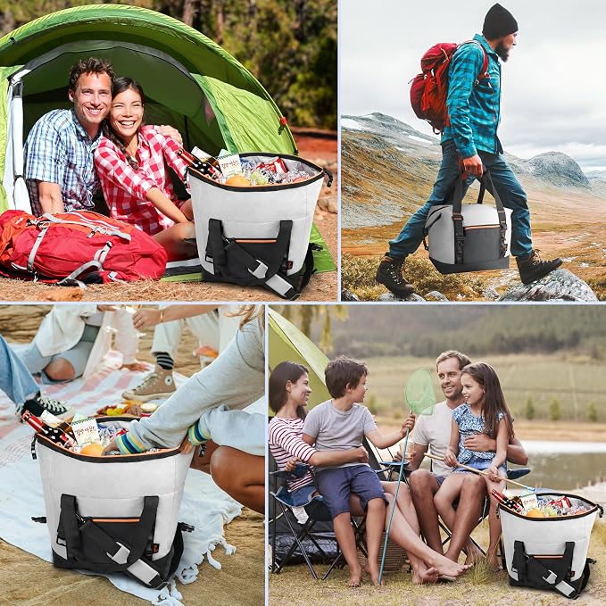 Tirrinia Insulated Soft Cooler Bag- 30 cans Leakproof Camping Ice Chest Box with Bottle Opener, Portable Cooler Box for Lunch, Picnic, Drink, Travel, Fishing