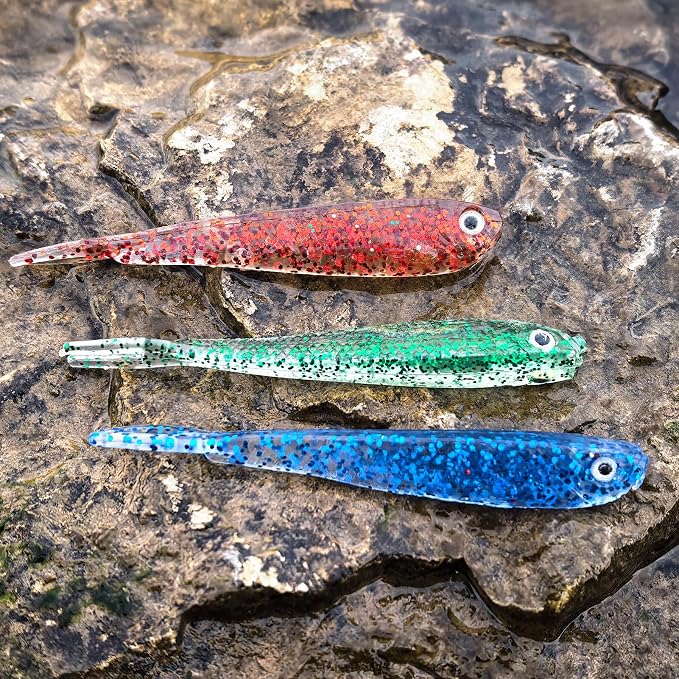 Soft Fishing Lures Kit Paddle Tail Swimbaits Plastic Worms Set Mixed Color Minnow Jerkbait Bass Lure Baitsfor Trout,Walleye,Crappie