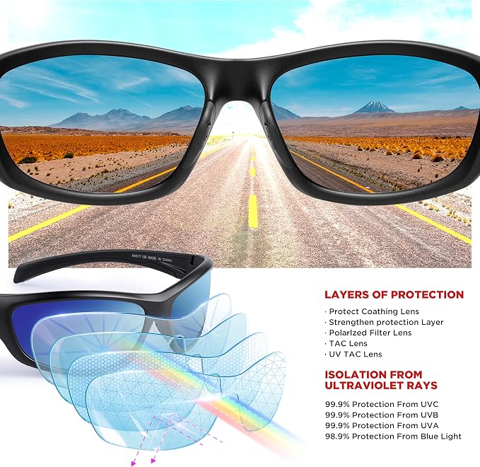 RIVBOS Polarized Sunglasses UV400 Protection for Men's and Women's Fishing, Cycling, and Outdoor Activities RB832
