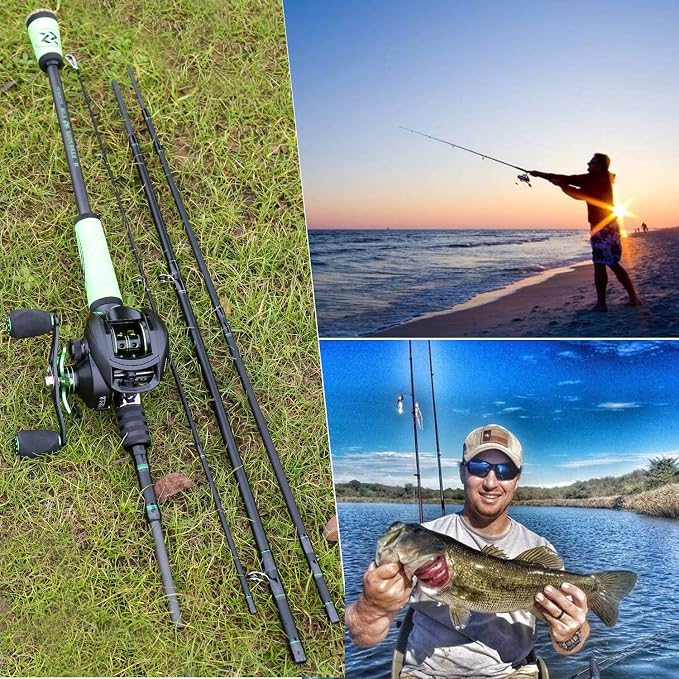 Sougayilang Speed Bass Fishing Rods, Porable Light Weight High Carbon 4 Pc Blanks for Travel Freshwater Fishing-Spinning & Casting