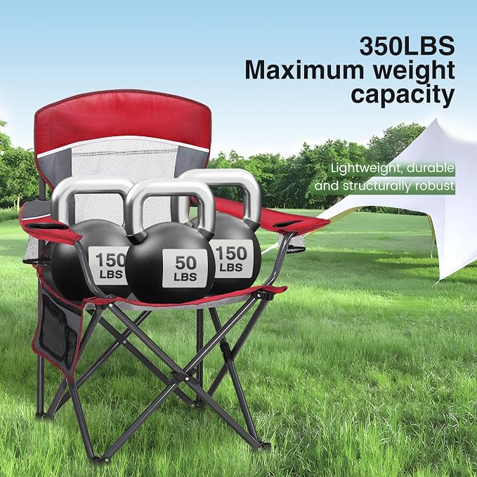 HIGH POINT SPORTS Oversized Portable Mesh Camping Folding Chair