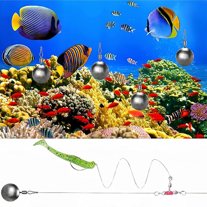 50Pcs Round Fishing Weights Sinkers Ball Fishing Weights Casting Drop Shot Sinkers Catfishing Sinkers Lead Weights Sinkers with Barrel Swivels for Saltwater Freshwater Fishing-(3.5-10g)