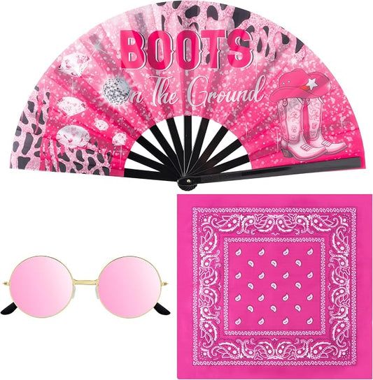 Large Fans For Line Dancing - 3pcs Pink Line Dance Popping Hand Fan Clapping Pink Fans Cowgirl Party Outfit for Women Girls Line Dance Lover Dance Party Decoration Christmas Birthday Gifts