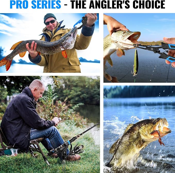 PLUSINNO Fishing Gear,Full Fishing Pole kit Include Fishing Rod and Reel Combo, Tackle Box with Fishing Lures, Fishing Accessories, Fishing Pliers,Fishing Gifts for Men with Fishing Tool Kit