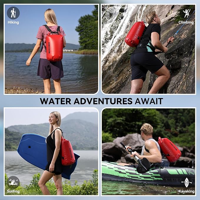 MARCHWAY Floating Waterproof Dry Bag Backpack 5L/10L/20L/30L/40L, Roll Top Sack Keeps Gear Dry for Kayaking, Rafting, Boating, Swimming, Camping, Hiking, Beach, Fishing
