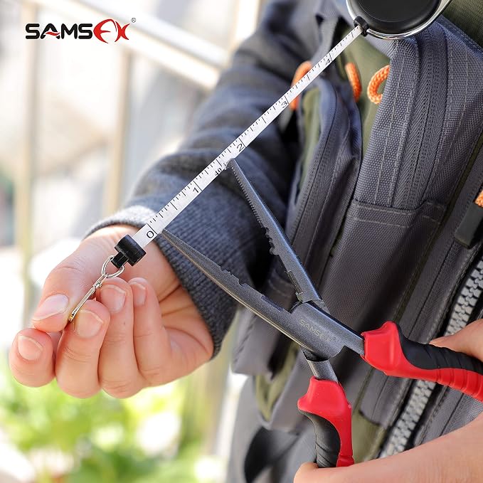 SAMSFX Fishing Zinger Retractors Retractable Tape Measure with Fly Fishing Knot Tying Tool Combo