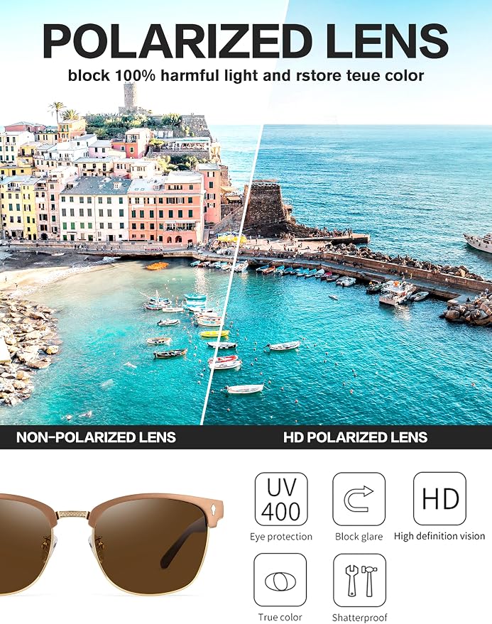 BIRCEN Mens Polarized Sunglasses for Driving: Al-Mg Metal UV Protection Sun Glasses Square Shades for Fishing Travel 2026