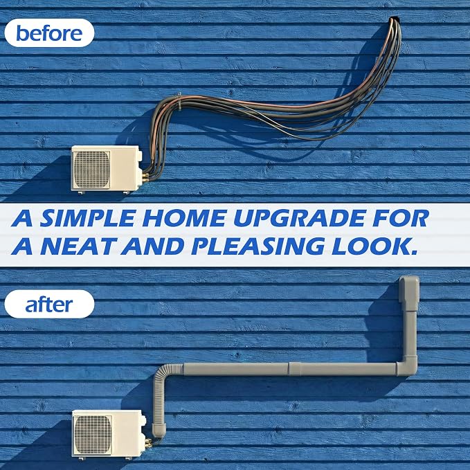 Mini-Split Line Set Cover: 3'' 17 Ft Line Hide for Mini Split Air Conditioner Central AC HVAC - Waterproof Decorative Pipe Cover for Outdoor, Grey
