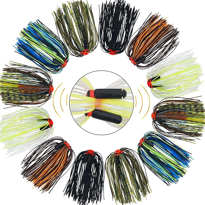 Silicone Spinnerbait Skirts Replacement Jig Skirts Kit with Tube Rattles, 12/18/24 Bundles DIY Fishing Lures Buzzbait Spoon Blade Squid Jig Fly Tying Material