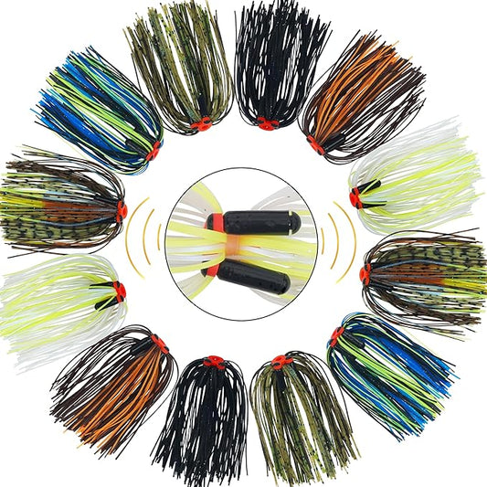 Silicone Spinnerbait Skirts Replacement Jig Skirts Kit with Tube Rattles, 12/18/24 Bundles DIY Fishing Lures Buzzbait Spoon Blade Squid Jig Fly Tying Material