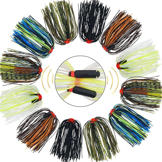 Silicone Spinnerbait Skirts Replacement Jig Skirts Kit with Tube Rattles, 12/18/24 Bundles DIY Fishing Lures Buzzbait Spoon Blade Squid Jig Fly Tying Material