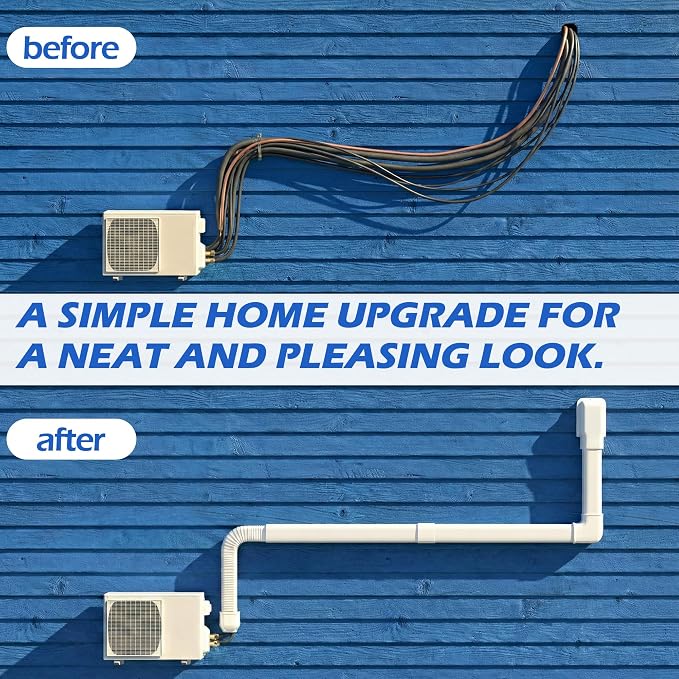 3'' 17 Ft [Quick Installation] PVC Decorative Line Cover Kit for Ductless Mini Split Air Conditioners, Central AC and Heat Pump Systems