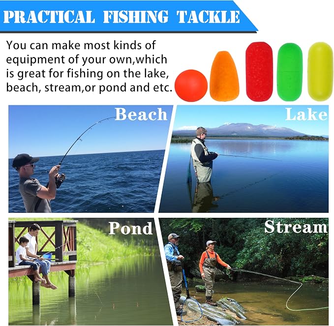 AGOOL Pompano Rigs Fishing Floats Bobbers Snell Float Foam Fishing Rig Floats Live Bait Walleye Rig Making Accessories Bullet Cylinder Float for Trout Catfish