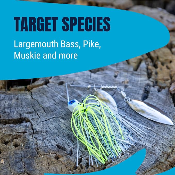 Reaction Tackle Tungsten Spinner Bait Spinnerbait - Double Willow Blade Bass Fishing Lure - Compact Profile Heavy Casting 97% Tungsten (2-Pack)