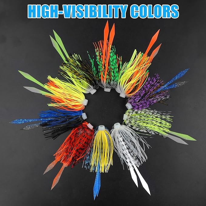 Silicone Jig Skirts Replacement 10/20pcs Bass Fishing Jigs Soft Lures Multi-Color DIY Fishing Lures Skirt for Spinnerbaits, Buzzbaits, Jig Spoons & Blade Baits