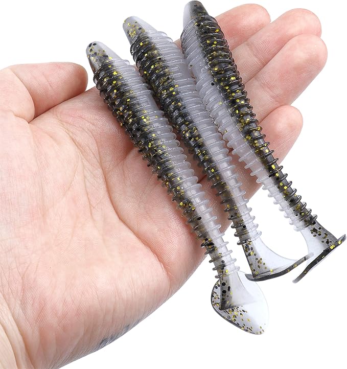 Paddle Tail Swimbaits 100/80/50PCS, 5/4/3/2 inch Soft Fishing Lures Bulk Pack – Durable Lifelike Action Lures for Bass, Trout, Crappie – Freshwater & Saltwater Fishing Gifts