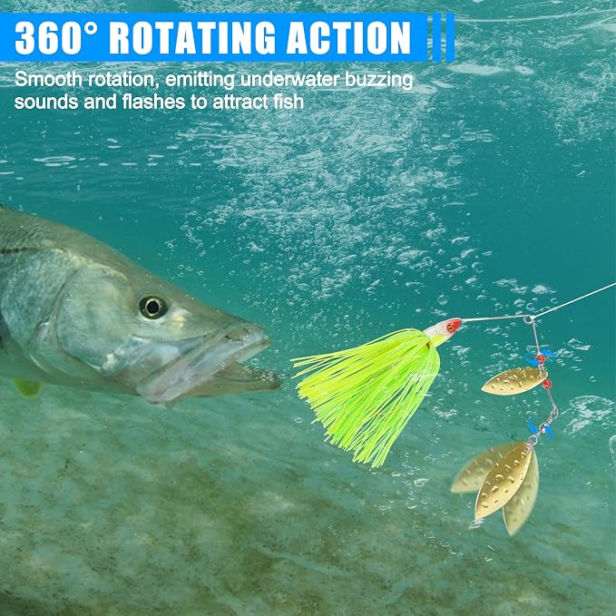 Fishing Lures Spinnerbaits,6/12pcs Bass Fishing Lures Weedless Spinner Baits Bass Lures Multicolor Buzzbaits Skirts Jigs for Bass Trout Walleye Pike Salmon Fishing