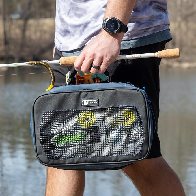 Reaction Tackle Deluxe Bait Binder – Water-Resistant Soft Plastic Bait Storage Bag, Saltwater & Freshwater Fishing Tackle Organizer, Lure Bag for Bass, Kayak, and Boat Fishing