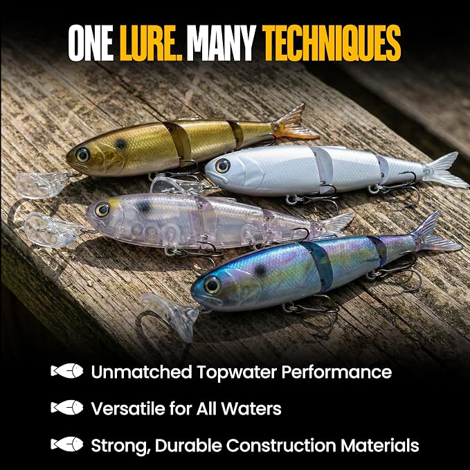 Headbanger Spitfire Topwater Fishing Lure (4-1/2" & 6-1/2") – Hybrid Wakebait & Propbait for Bass, Pike & Musky – Hard Body Swimbait with Action Lip & VMC Hooks