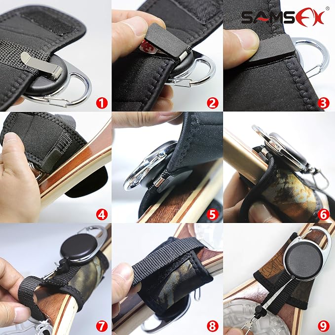 SAMSFX Fishing Tape Measure Zinger and Neoprene Straps Attaches to Fly Fishing Landing Net Tools & Accessories