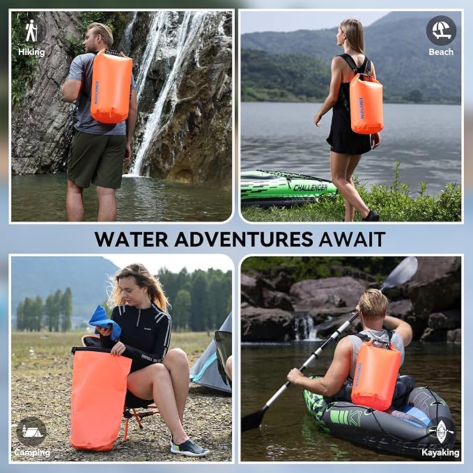 MARCHWAY Floating Waterproof Dry Bag Backpack 5L/10L/20L/30L/40L, Roll Top Sack Keeps Gear Dry for Kayaking, Rafting, Boating, Swimming, Camping, Hiking, Beach, Fishing