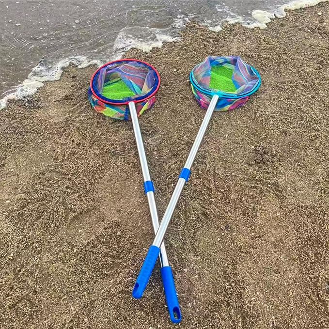 Fishing Net 2 Pack Retractable Lightweight Landing Net with Aluminum Rod Handle Fishing Nets for Youth Catch and Release Butterfly Nets