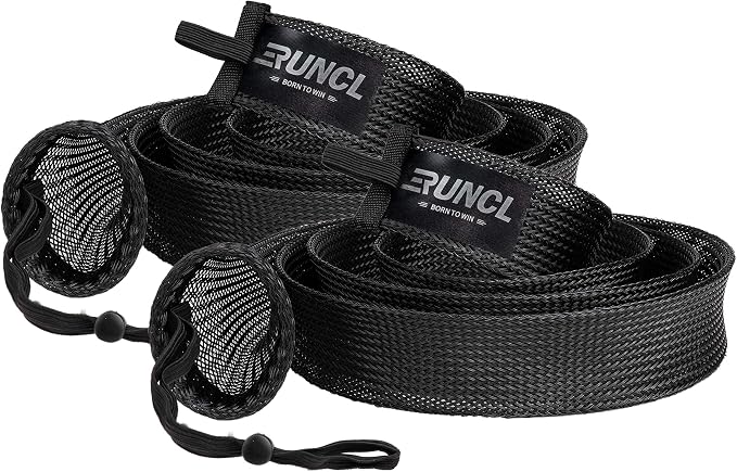 RUNCL Fishing Rod Sleeves & Reel Bags, Spinning/Casting Rod Socks & Spinning/Baitcasting Reel Covers - Protection Solution, Space Saver, Perfect Storage - Fishing Pole Sleeves & Reel Pouch (2 Pack)