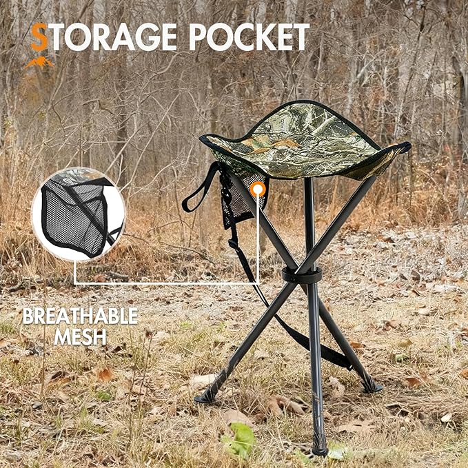 Portal Tall Folding Tripod Stool for Outdoor Camping Walking Hunting Hiking Fishing Travel, Support 225 lbs
