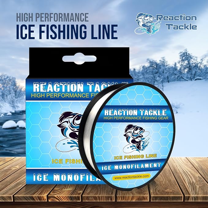 Reaction Tackle Ice Monofilament Fishing Line - High Performance Ice Fishing Line with Low Memory, High Abrasion Resistance, Freezing-Resistant - Strong and Sensitive 1000 Yard Spool Mono Line
