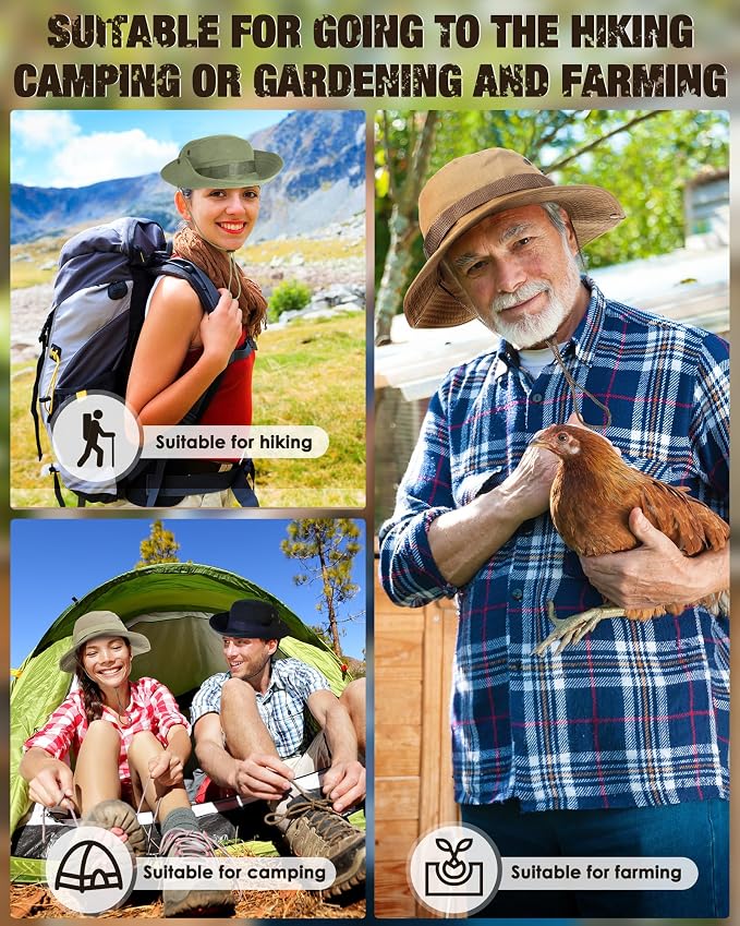 Foaincore Safari Hats Wide Brim Boonie Bucket Hats Sun Protection Summer Fishing Hat for Men Women Hunting Hiking