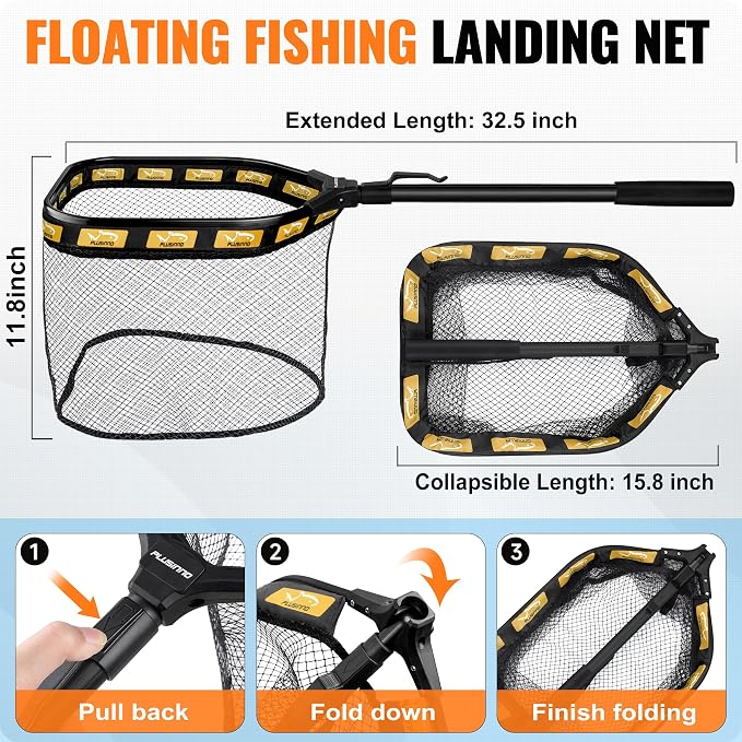 PLUSINNO Fishing Gear,Full Fishing Pole kit Include Fishing Rod and Reel Combo, Tackle Box with Fishing Lures, Fishing Accessories, Fishing Pliers,Fishing Gifts for Men with Fishing Tool Kit
