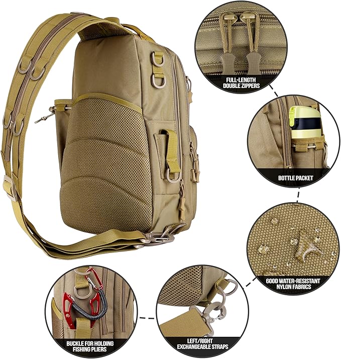 PLUSINNO Fishing Backpack Tackle Bag, Water-Resistant Backpack with Rod Holder, Ideal Gifts for Men