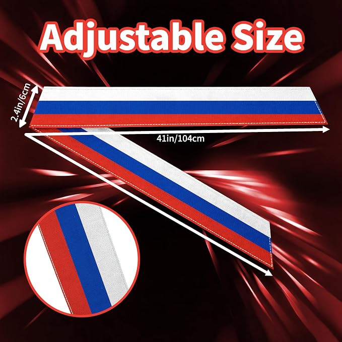 Tie Headband for Women & Men, Flag Patterned Sports Sweatband Head Wrap, Hair Bandana Accessory, 40" x 2.4"