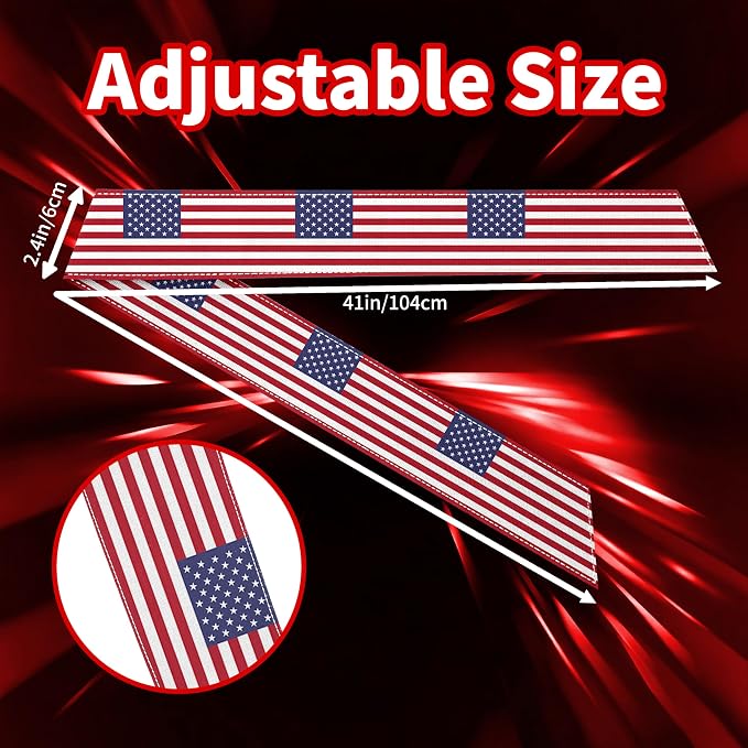 Tie Headband for Women & Men, Flag Patterned Sports Sweatband Head Wrap, Hair Bandana Accessory, 40" x 2.4"