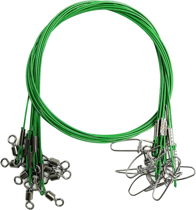 Fishing Wire Leaders for Saltwater: 30pcs Stainless Steel Line Leaders Nylon-Coated 19" - 100 LB High Strength Wire Rig for Shark Barracuda Pike Fishing