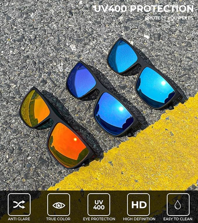 KALIYADI Polarized Sunglasses for Men, Lightweight Sun Glasses with UV Protection for Driving Fishing Golf