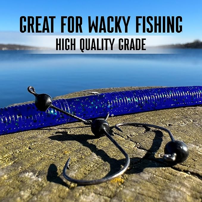 Reaction Tackle Tungsten Wacky Jig Heads - 5-Pack for Bass Fishing Jigs, Weedless Option Wacky Worm Hook - Finesse Jig for Soft Plastics