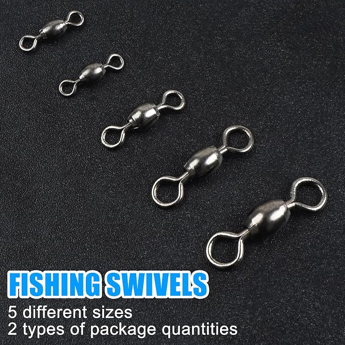 AGOOL Fishing Barrel Swivels, 50/150pcs Rolling Ball Bearings Fishing Swivels Fishing Tackle High Strength Copper with Stainless Steel Rings Line Lure Leaders Connectors 30LB-88LB
