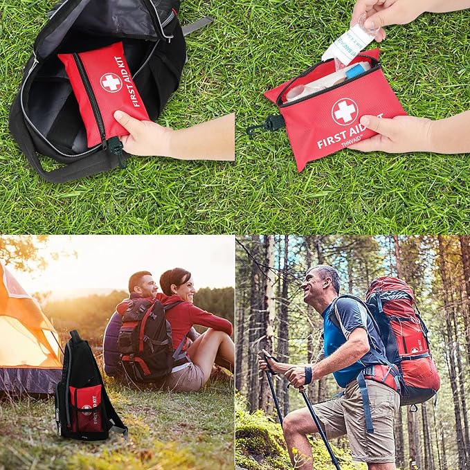 Mini First Aid Kit - 147 Piece Small First Aid Kit,with Rotatable Buckle Ideal for Cars, Schools, Sports, Homes, Travel, Camping, Hiking ﻿