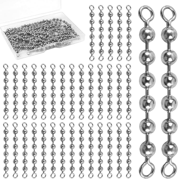 SILANON Fishing Beads Chain Swivels, Stainless Steel Catfish Swivel Catfish Tackle High Speed Fishing Balls Chain Swivels Catfish Rig Fishing Tackle Gear for Saltwater Freshwater