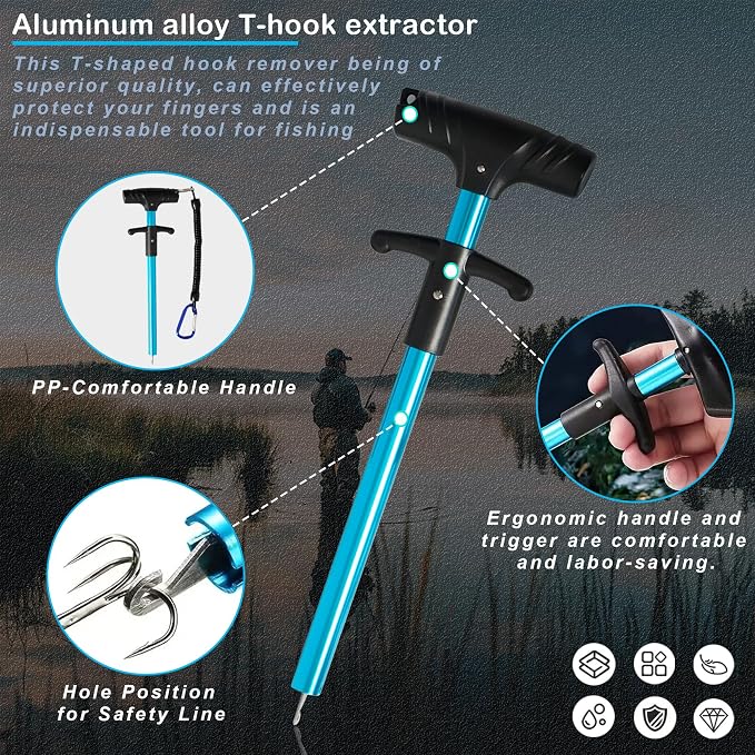 Selake 7 PCS Complete Fishing Tools Set, Fish Lip Gripper with Scale, Fishing Pliers, Hook Remover, Line Cutter & Scissors, Corrosion Resistant for Saltwater Freshwater Kayak Ice Fishing