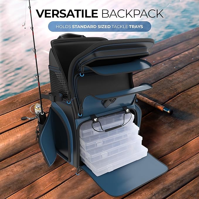 Reaction Tackle Fishing Tackle Bag – Salt Water Resistant Fishing Bag, 1000D PVC Waterproof Material, Tackle Box Organizer with Dividers for 3600 or 3700 Trays