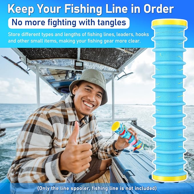 Dreyoo 3 Pcs Fishing Line Storage Organizer, Leader Holder with 12 Slots to Keep Your Lines Tangle Free, Spooler Winder, and Hook Keeper with Rigging Spools