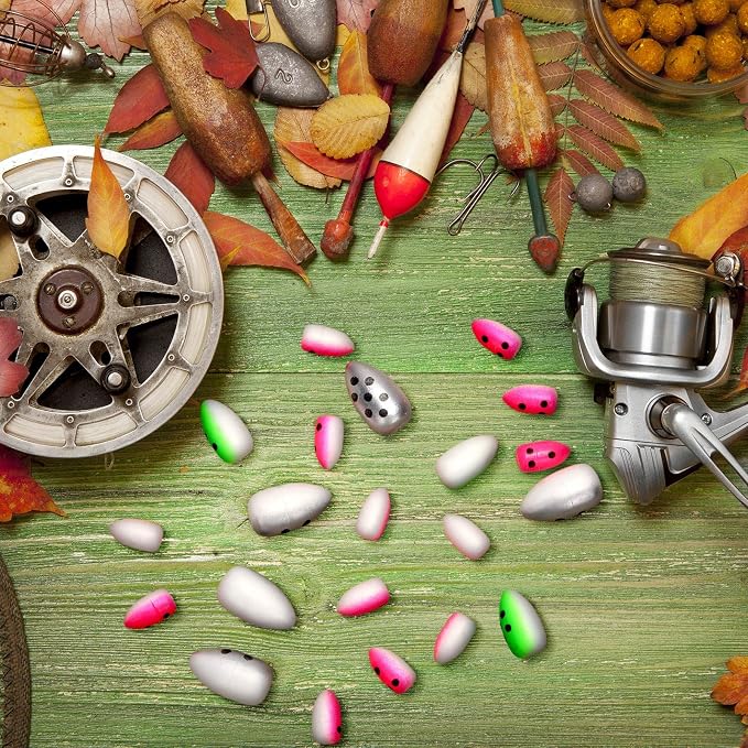 Skylety 60 Pieces Foam Floats Bullet Fishing Foam Snell Fishing Rig Floats Spinner Oval Pompano Rigs Fly Strike Indicators for Trout Catfish Walleye